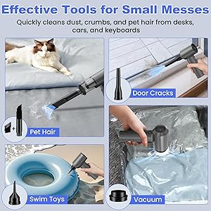 JYNSROU Car Vacuum Portable Cordless with 16000PA Ultra Suction 4-in-1 Foldable Air Duster & Brushless Motor Rechargeable Handheld Vacuum for Pet Hair, Car Seats, Home & Office Cleaning