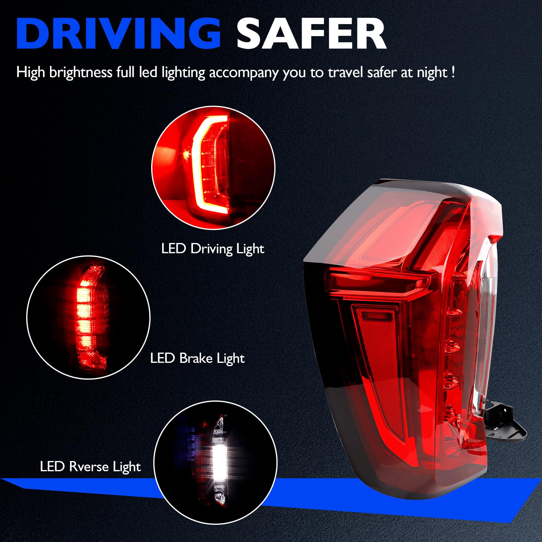 LED Tail Light Assembly – Left Driver Side For 2021-2024 GMC Yukon XL Denali, AT4, SLE, SLT (Replaces 84816392, GM2800317)