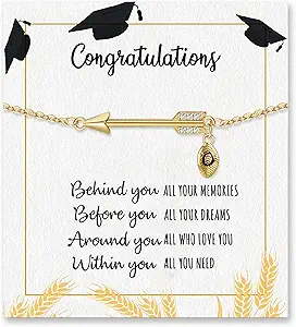 Graduation Gifts for Her 2025, 2025 Graduation Gifts High School College Graduation Gifts for Teen Girls 5th 8th Grade Masters Degree Grads Initial Bracelets for Women Letter A-Z Charm Bracelet Daughter Niece Granddaughter Girlfriend Jewelry