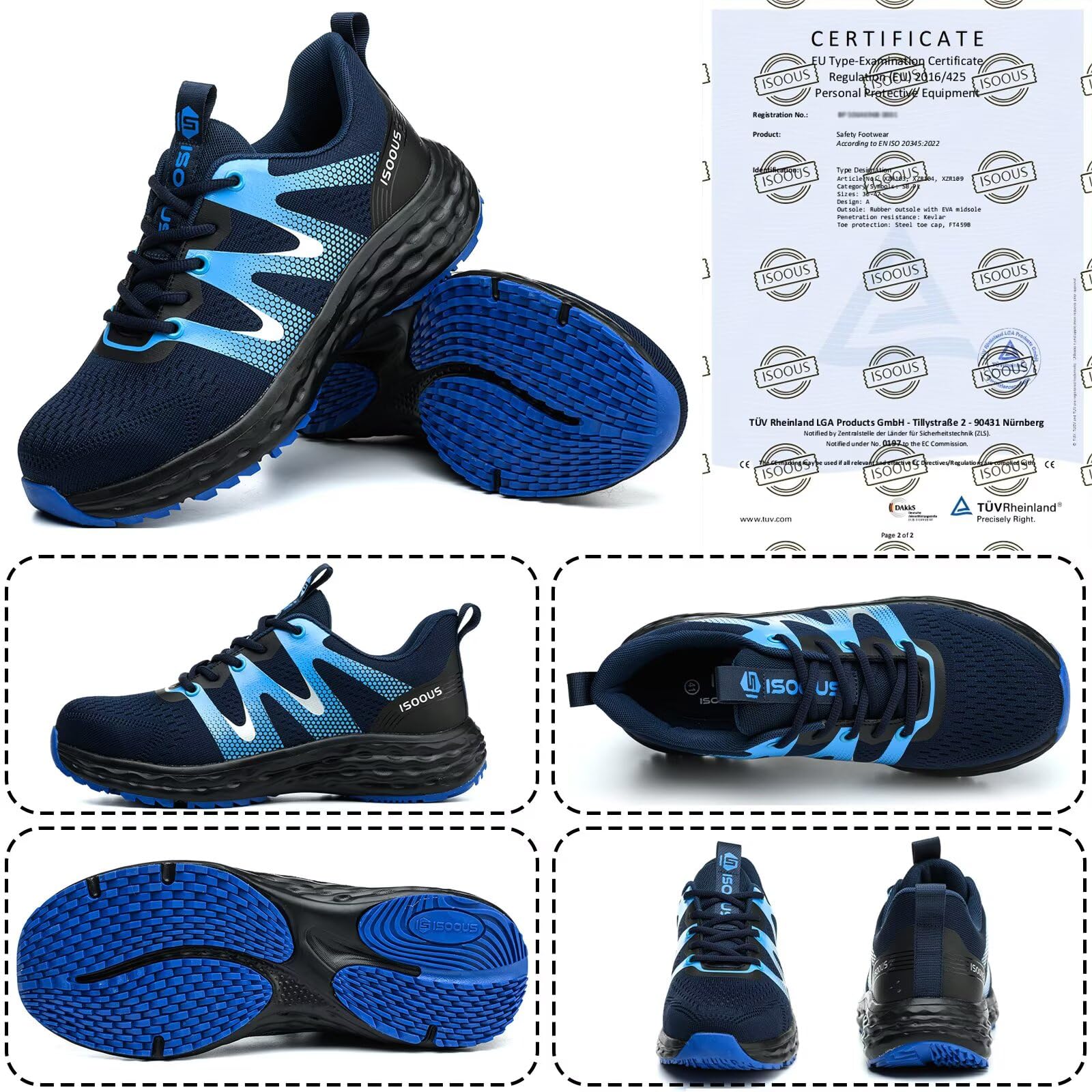 Scarpe Antinfortunistiche Uomo Donna Leggere Scarpe da Lavoro Comode Scarpe Sicurezza con Punta in Acciaio Traspiranti