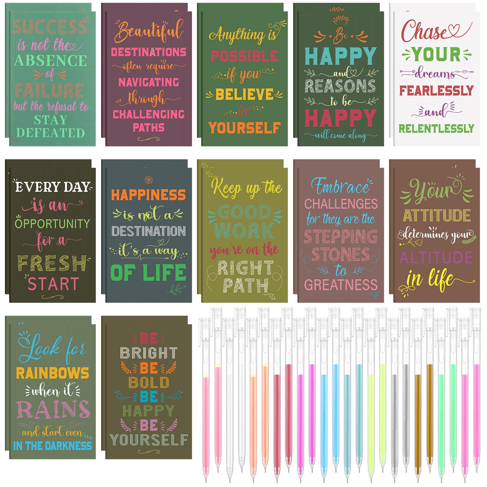 24 Sets Inspirational Notebooks with Pens Employee Appreciation Gifts Bulk