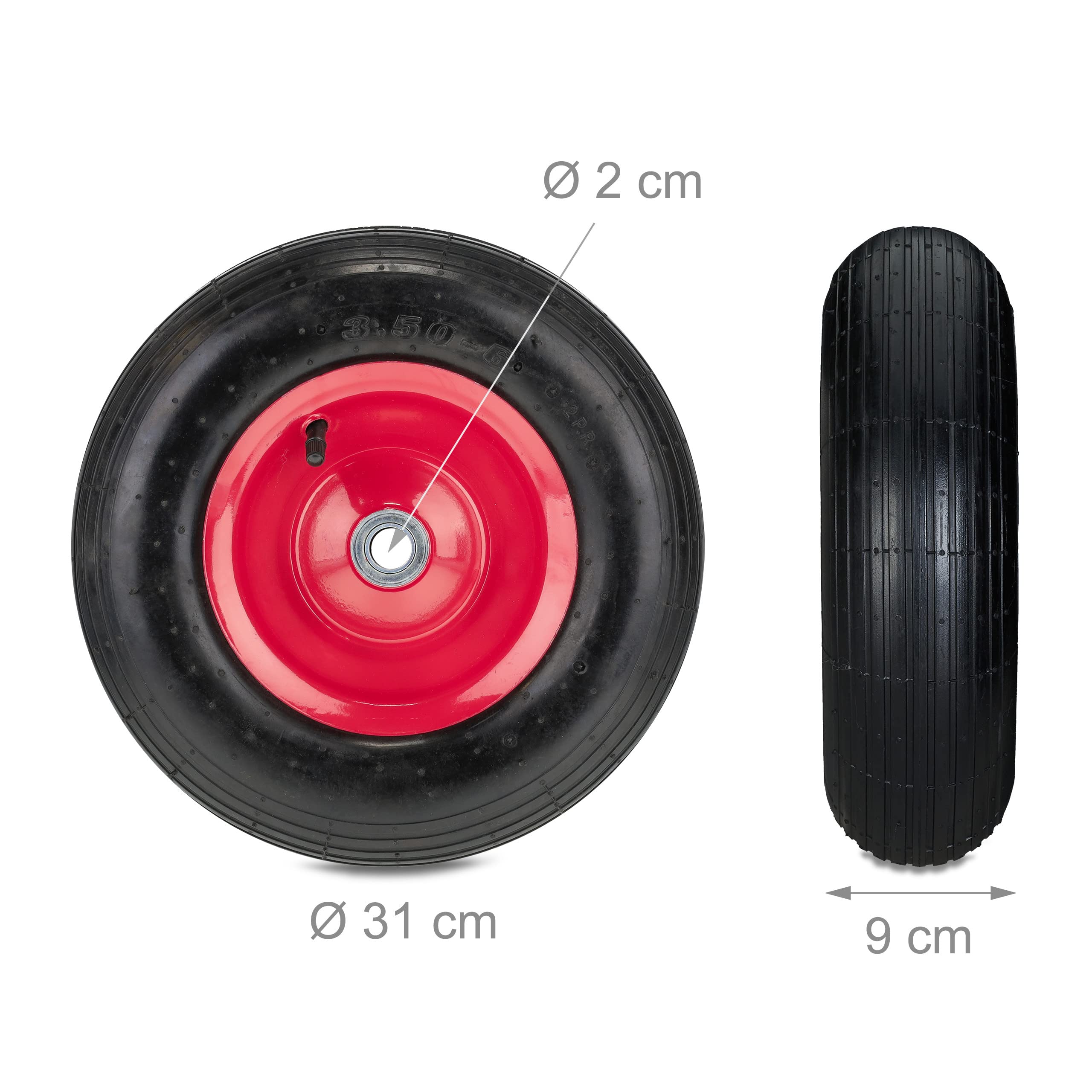 Carriola 2 Ruote Ruote Per Carrello Spiaggia Pneumatico Carriola Meister 260mm - Gomma Con Cerchio In Acciaio Portata 200kg Ruota Carriola 3.50-8 Ruota Per Carrello - Foto 2