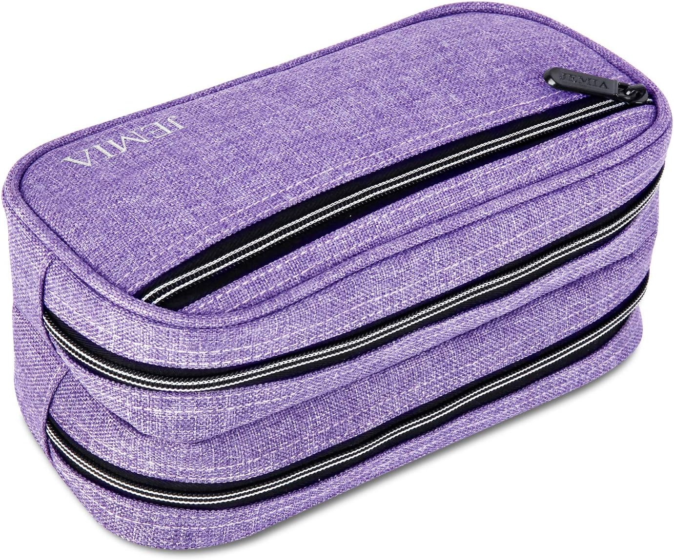 JEMIA Multi Compartments Collection 3 Independent Zipper Compartments Carrying Case (Purple, Polyester)