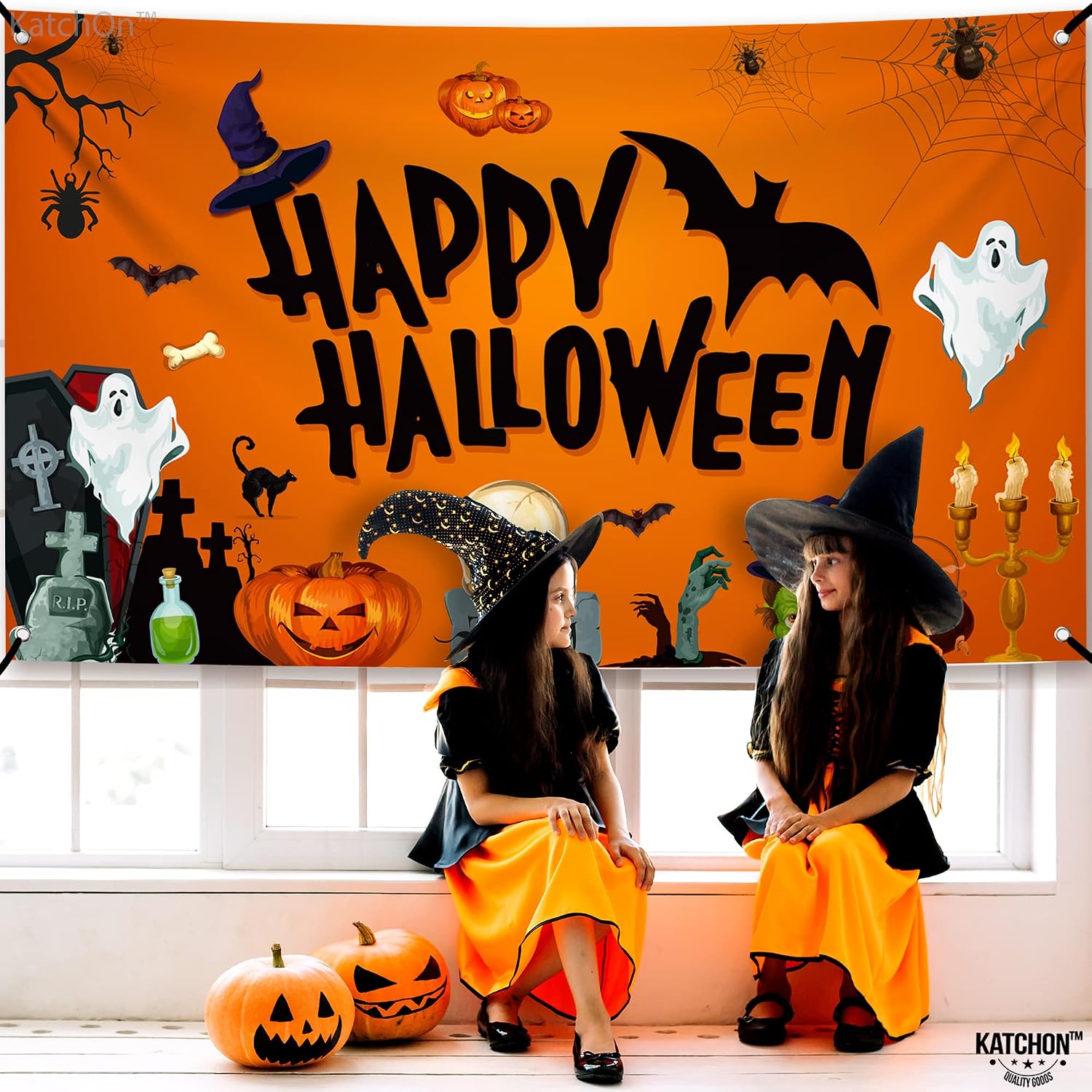KatchOn, Day of the Dead Backdrop - XLarge, 72x44 Inch | Mexican Halloween Banner for Day of the Dead Decorations | Dia De Los Muertos Backdrop, Dia De Los Muertos Decorations, Halloween Decorations
