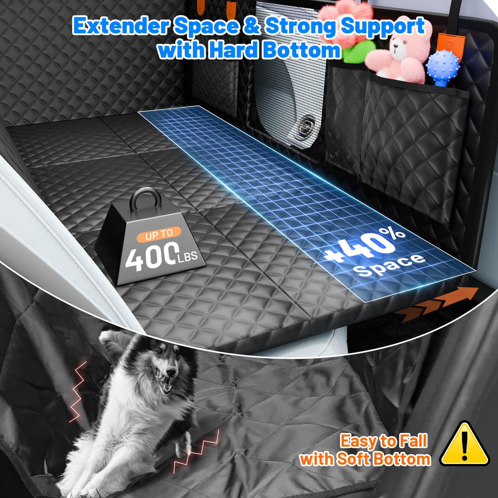 Visita la tienda de HikeSeptPals Funda Coche Perro, Impermeable, Antideslizante, Antiarañazos del dura Extensión del Asiento Asiento para Protector Coche Perros Asiento Trasero, Hamaca Viaje Mascotas para la Mayoría de Coches, SUV in use