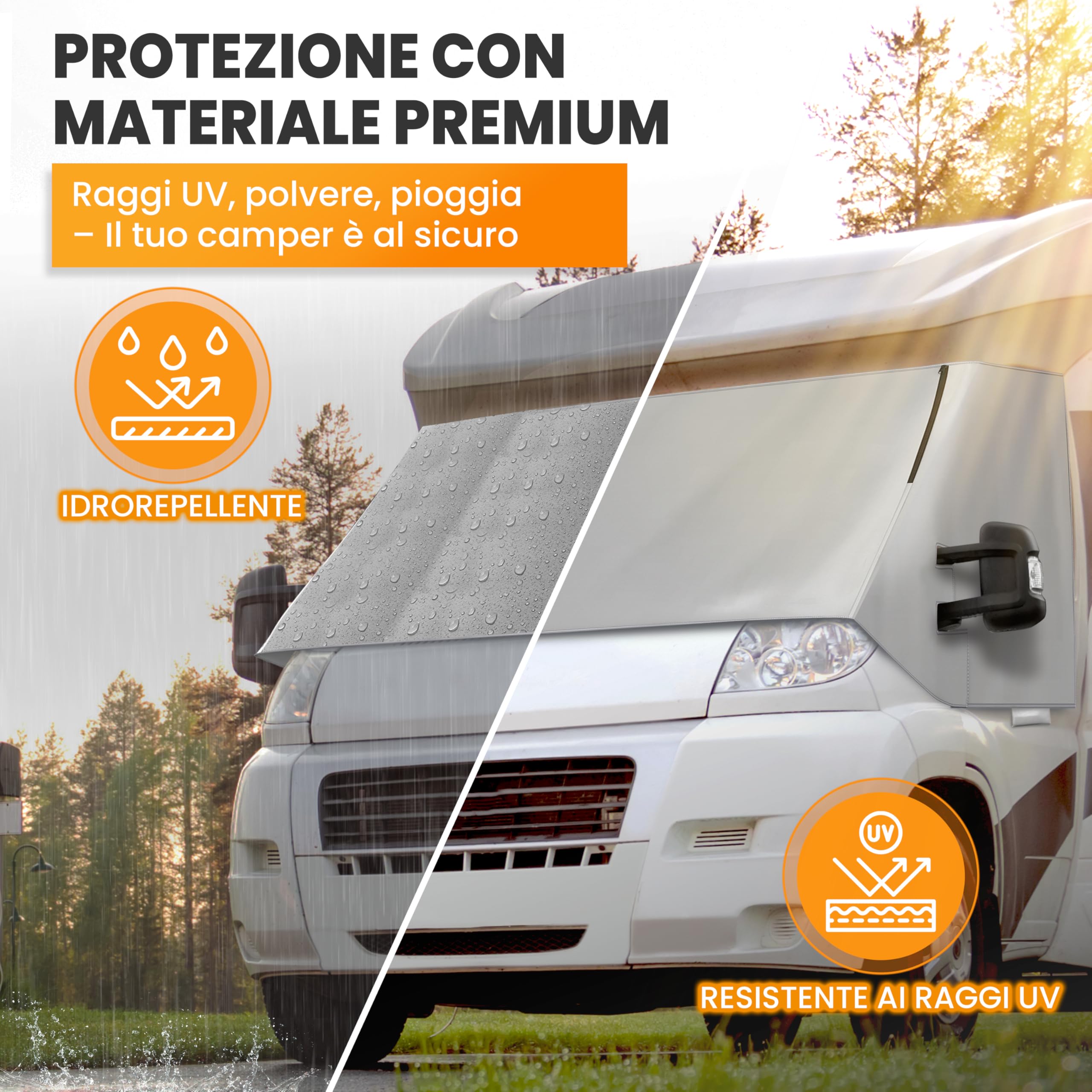 NATURIZ FIAT Ducato Copriparabrezza, tappetino termico esterno di alta qualità, resistente alle intemperie, con efficace protezione solare per camper, adatto per Ducato, Jumper, Boxer 2006-2025