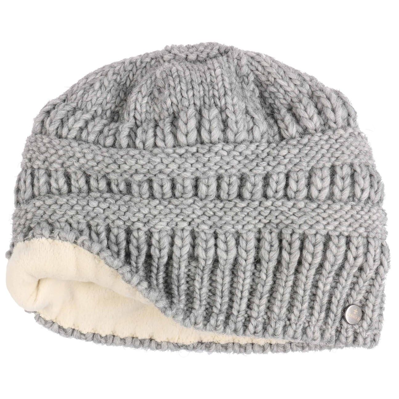 LIERYS Beanie Strickmütze mit Zopfloch Uni einfarbig Made in Germany Damen Herbst Winter
