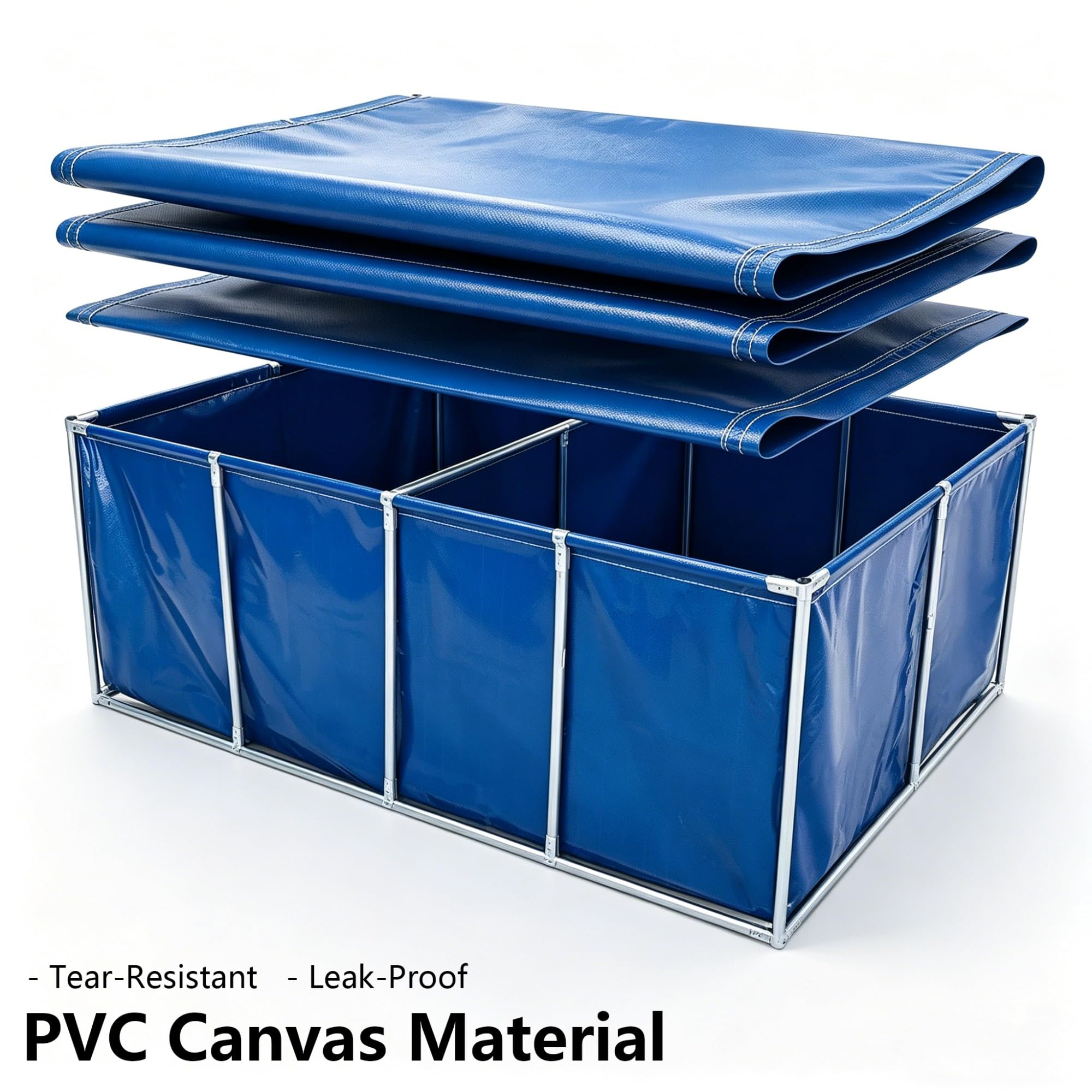 Stagno per pesci con telaio in acciaio zincato, tela pieghevole in PVC, design a tenuta stagna per l'allevamento ittico e l'acquacoltura, ideale per acquacoltura fuori terra