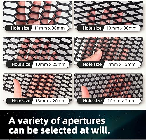 Miniatura 10 de AggAuto Rejilla universal de plástico ABS de 47 x 16 pulgadas, rejilla de inserción automotriz parachoques agujero de panal de abeja 0.276 x