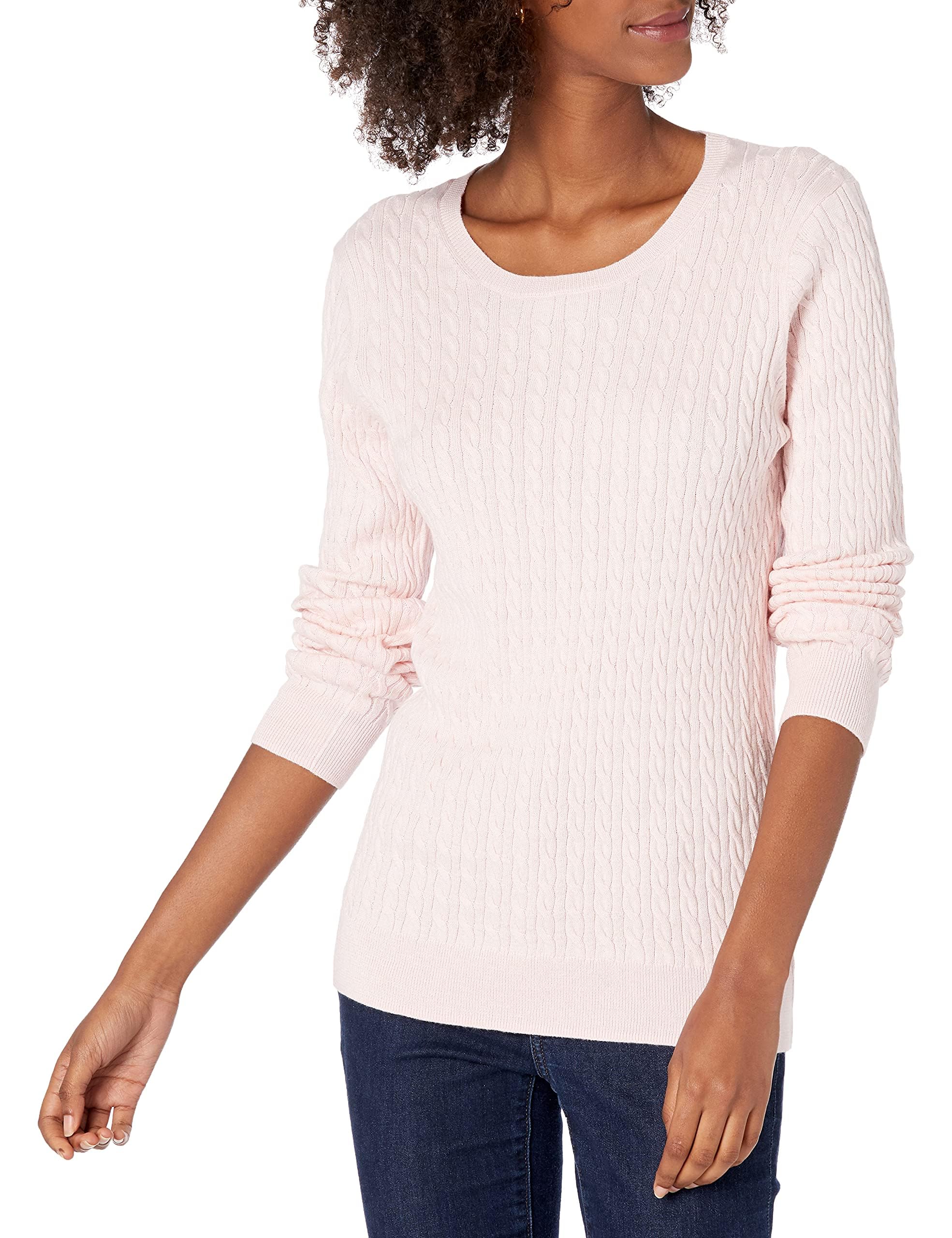 Amazon Essentials Damen Leichter Langarm-Pullover Mit Rundhalsausschnitt Mit Zopfmuster (Erhältlich In Übergröße)