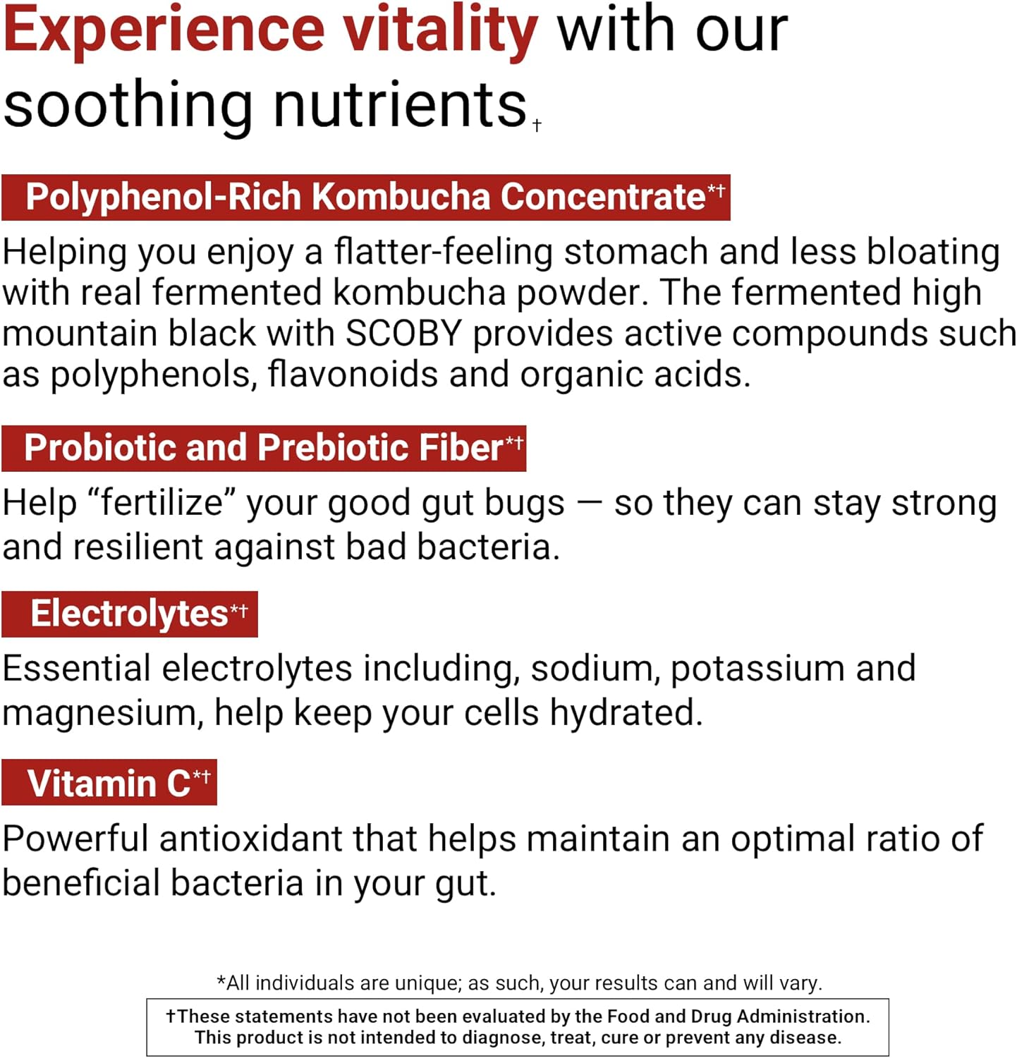 ACTIVATEDYOU Daily Digestive Tonic Kombucha - Support Healthy Digestion & Youthful, Long-Lasting Energy- Prebiotic Fiber, Probiotics, Postbiotics, Vitamin C, Berry Lemonade Flavor (30 Servings) - Image 4