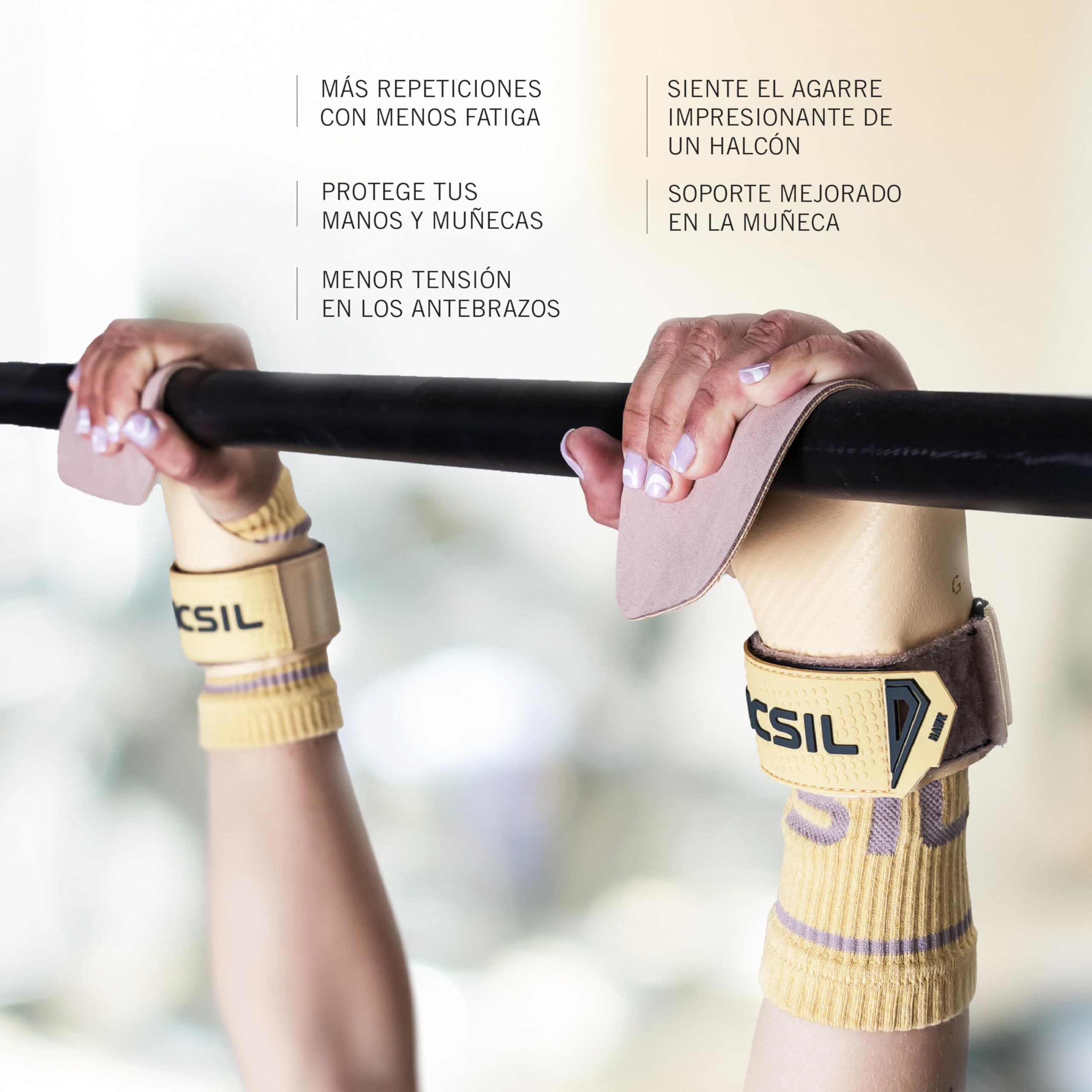 PICSIL Hawk Grips - Calleras Sin Magnesio, Agarre en Barras Limpias, Triple Capa, Incluye Muñequeras y Bolsa Transpirable — view 2