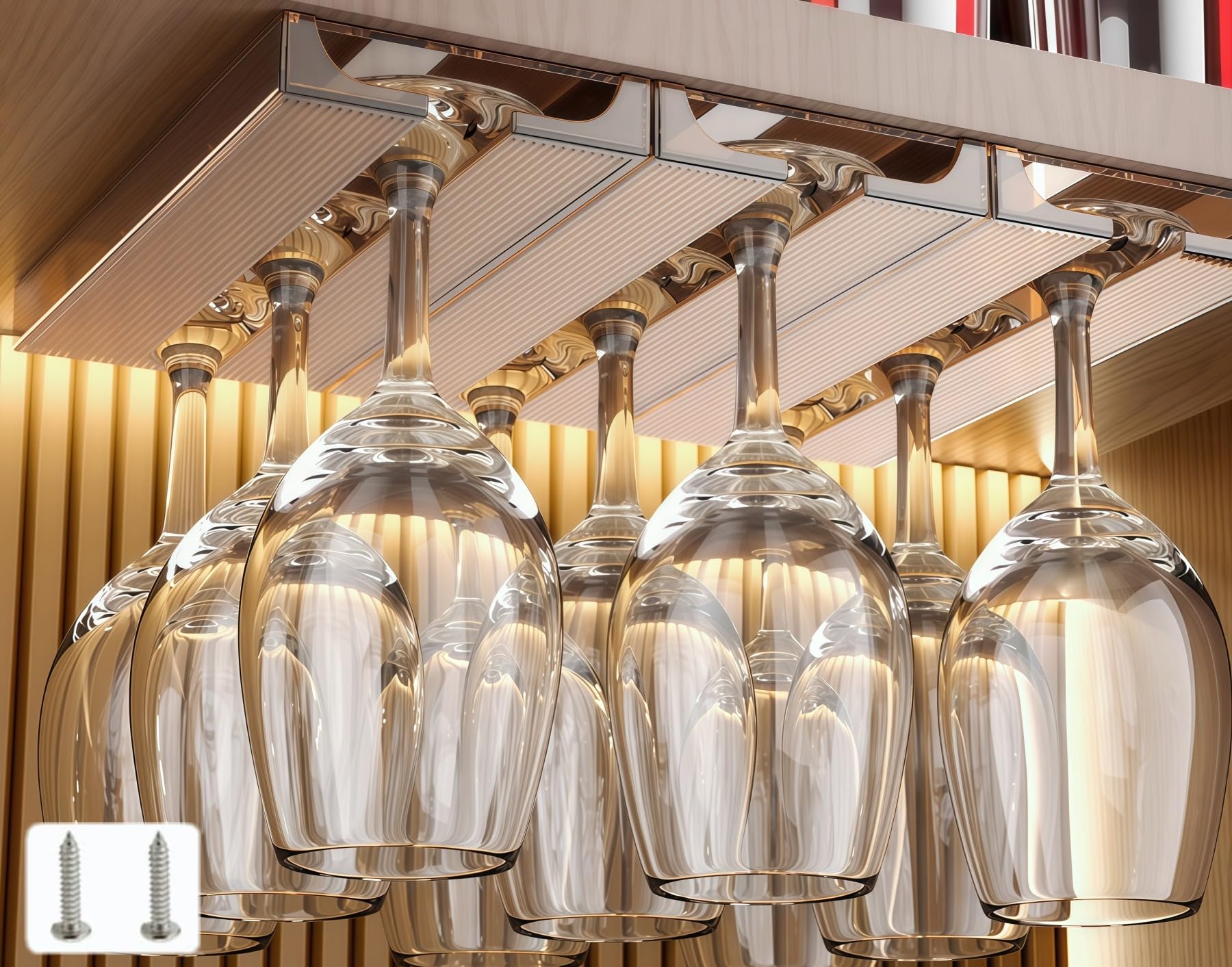 Under Shelf Wine Glass Holder - Organize Your Stemware -7 Under Shelf Wine Glass Holder - Organize Your Stemware -7