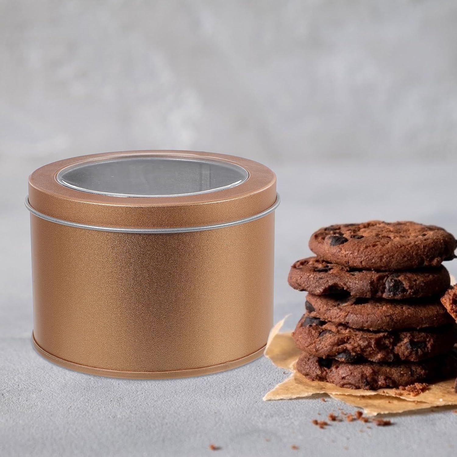 Sosoport 4 Pcs Tinplate Cake Boxes with Window for Pastries and Cakes, Convenient Storage Cupcake Containers, Sturdy Dessert Packaging Box for Baking and Gift Giving