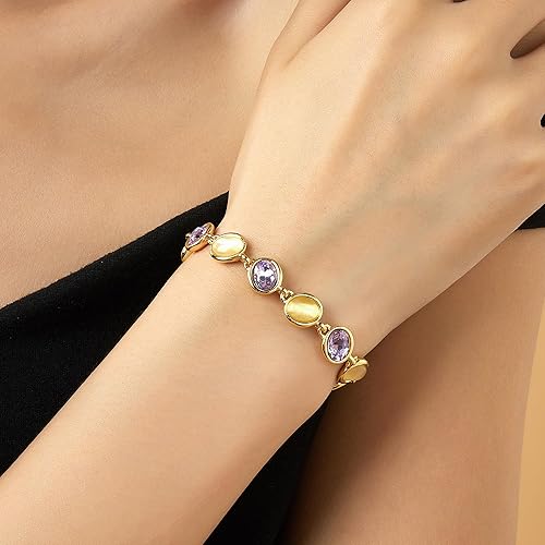 Miniatura 2 de Aprilery Gold Chain Bracelet for Women, Dainty Multicolor Crystal Stone Link Bracelet 14K Gold Trendy Bracelets Jewelry for Women Girls Gifts for Her