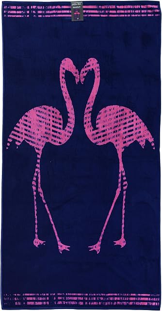 jilda-tex Ręcznik plażowy, 90 x 180 cm, ręcznik plażowy, 100% bawełna, welur, frotte, łatwy w pielęgnacji, flamingi