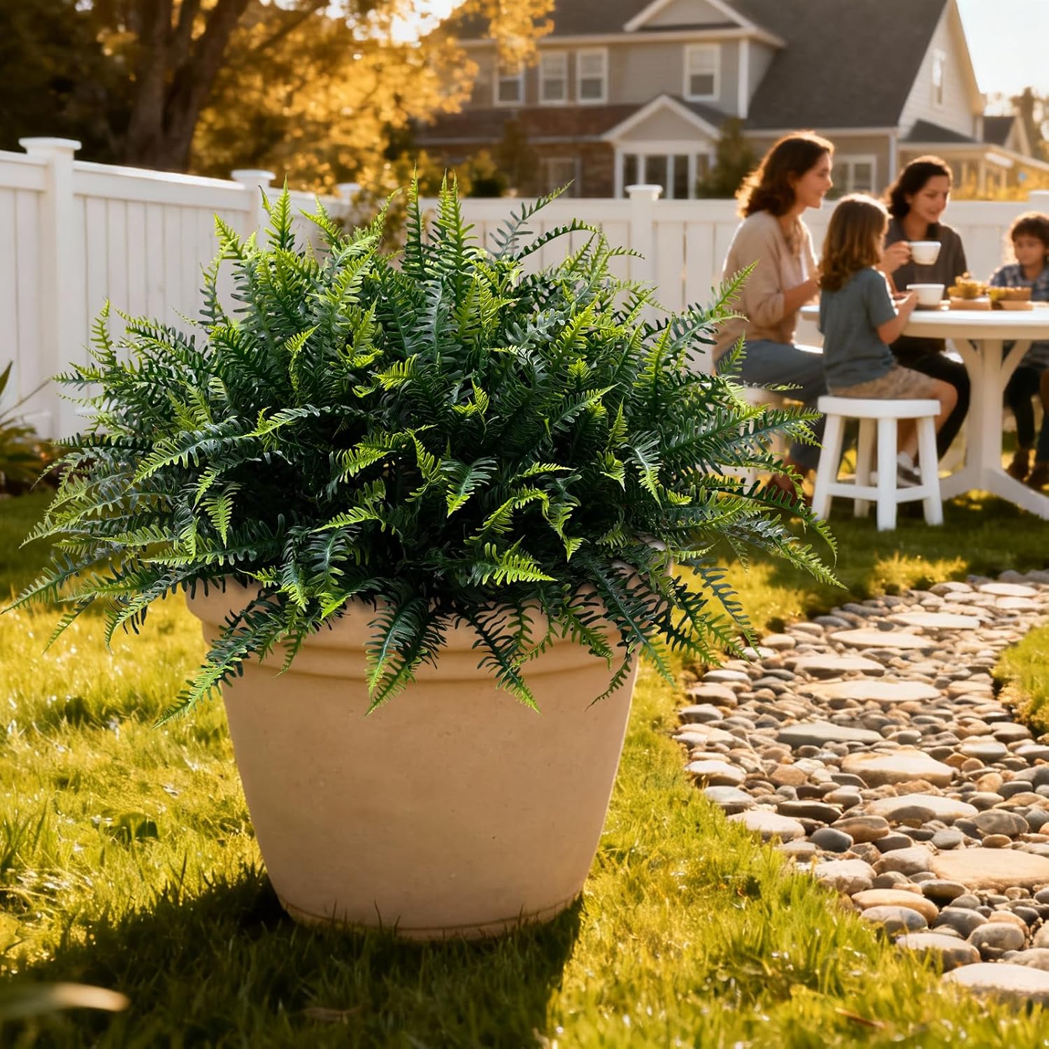 alyptus UV Resistant Fake Plants, 16 Bundles Artificial Plants Greenery, Realistic Fake Fern for Porch Decor & Outdoor Use