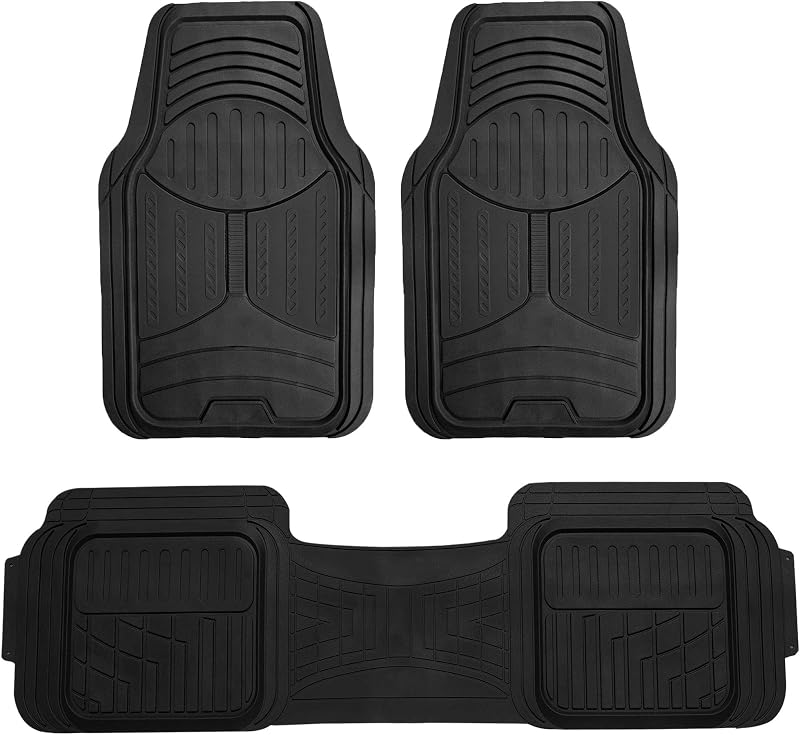 Tapetes Automotivos FH Group de Borracha Reforçada, Ajustáveis e Recortáveis, ClimaProof, Pretos, Kit com 1 conjunto