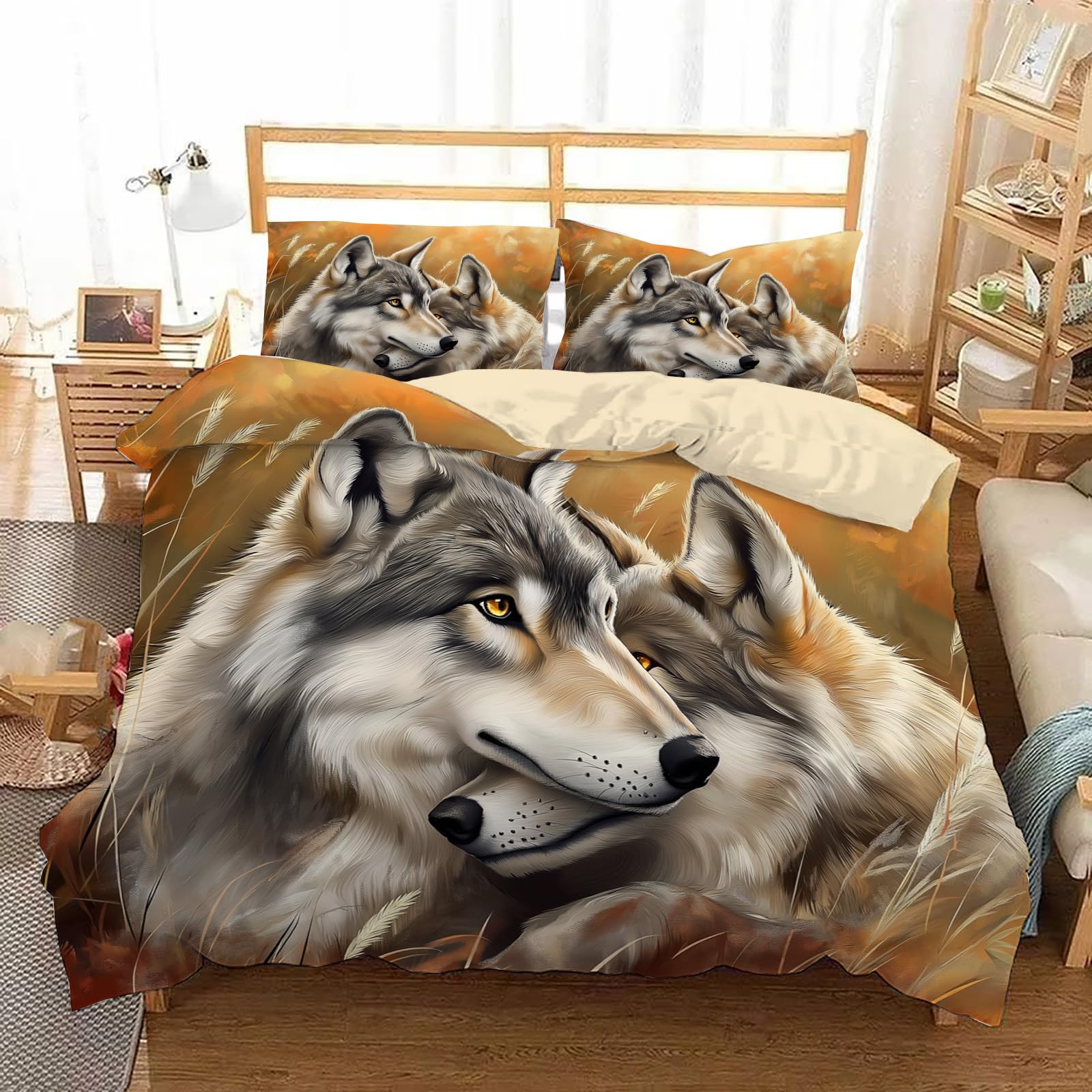 Housse de couette loup gris 140 x 200 pour décorer la chambre d'un enfant passionné d'animaux