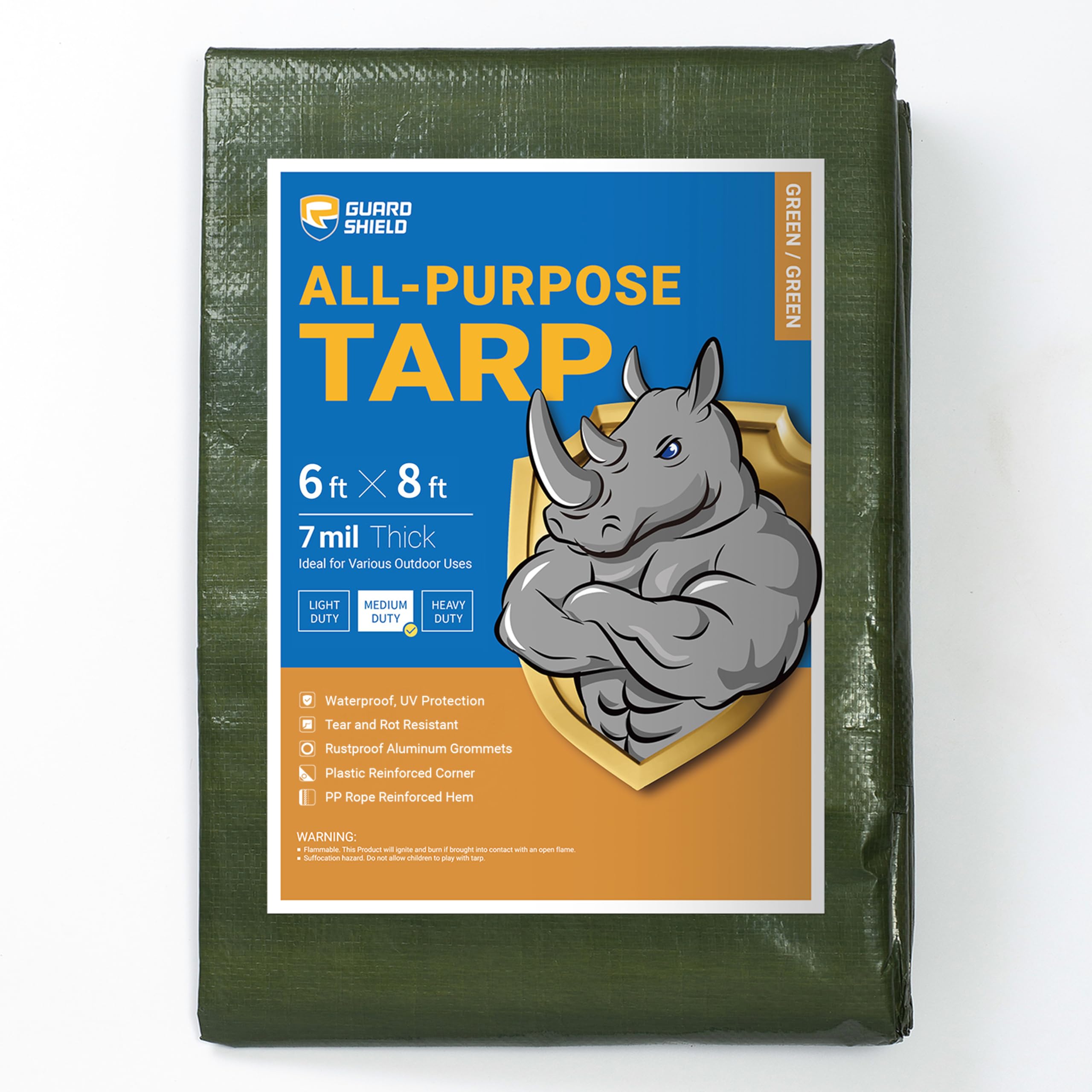 GUARD SHIELD White Tarp 10x12 Feet Medium Duty All Purpose Poly Tarps Cover 7mil — view 50