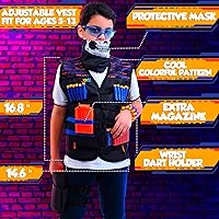 Vista 7 de JoyX Kit de chaleco táctico compatible con pistolas Nerf para niños, serie N-Elite con 40 dardos de espuma para pistola, equipo de acción protectora