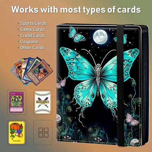 Vista 45 de Carpeta para tarjetas de intercambio, 4 bolsillos para tarjetas intercambiables, 400 bolsillos de doble cara, funda para tarjetas de tamaño Galaxia