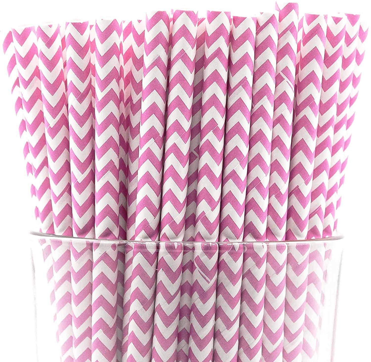 CHOCO DECOR Disposable Paper Striped Straws - Pink Strip Colour (6 mm)- Pack of 100 Pcs-picture-29