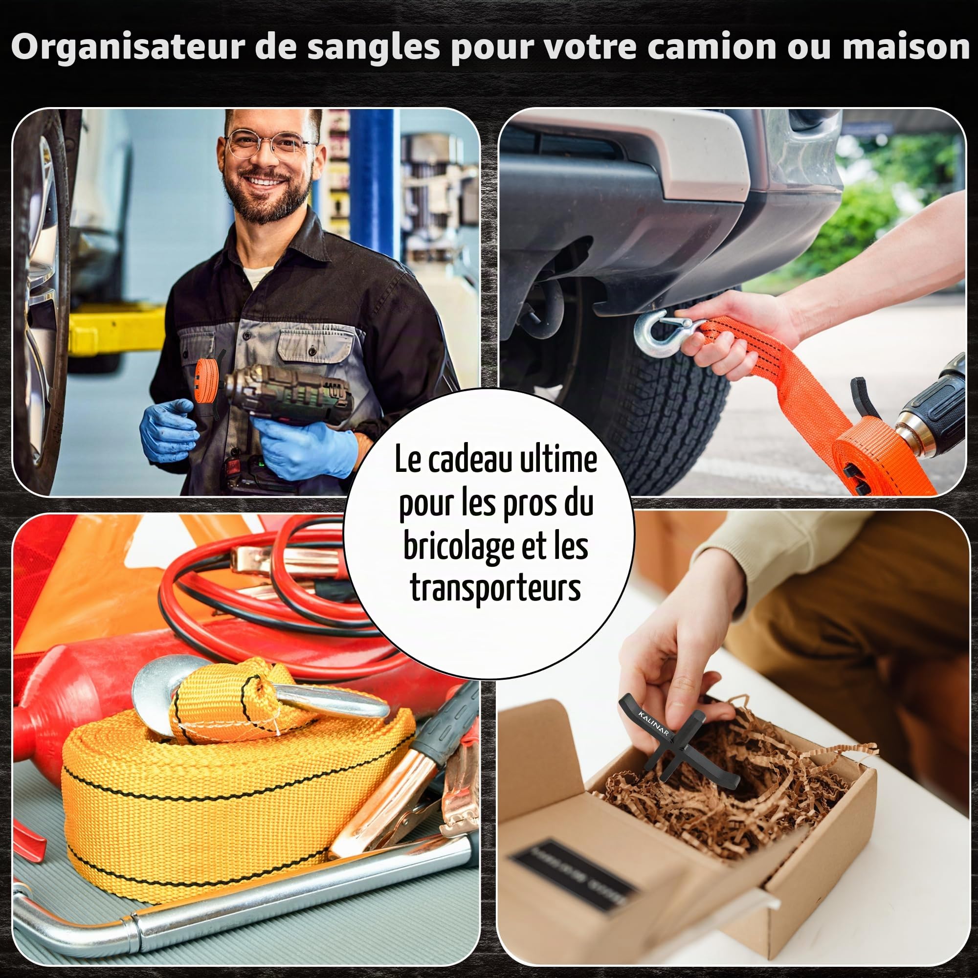 Enrouleur de Sangle à cliquet, Rouleau de Sangle et Organisateur pour Votre Camion ou Votre Maison, Accessoires pour mèches