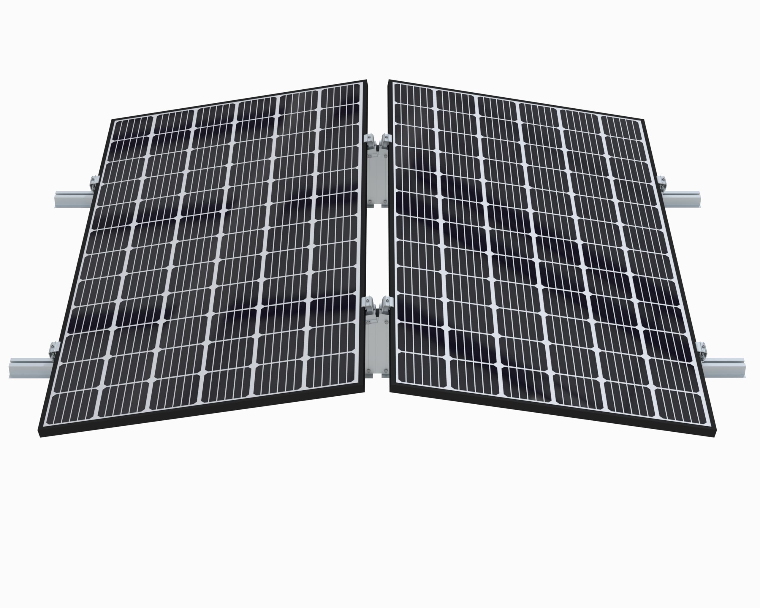 Flachdach Aufständerung für 2 Solarmodule ohne Bohren – PV Montagesystem für Flachdach & Bodenmontage – Verstellbarer Neigungswinkel, Ballastierbar, Robuste & Korrosionsbeständige Aluminium Unterkonst