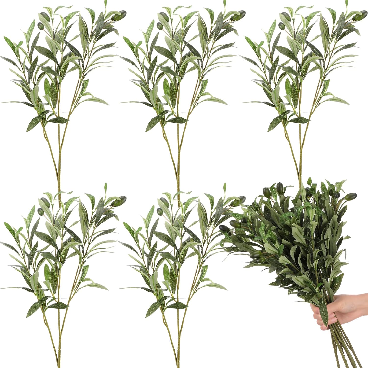 XunYee 6 Pcs Artificial Olive Branches for Vases 18.9 Inch