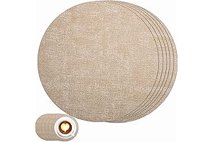 Round Placemats Set of 6 Washable, Faux Leather, Durable, Reusable
