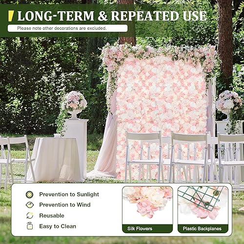 Vista 142 de 20 paneles de pared de flores artificiales, decoración de pared de 24 x 16 pulgadas, paneles decorativos de flores de hortensias para el hogar, 20