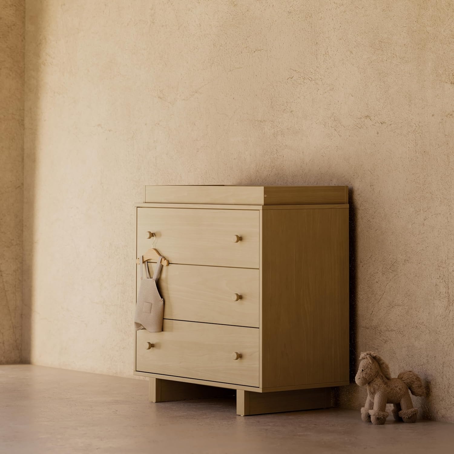 Storkcraft Texas 3 Drawer Chest with Removable Changing Table Topper (Driftwood) – GREENGUARD Gold Certified Baby Dresser, Interlocking Drawer System for Nursery & Kids’ Bedroom Dresser