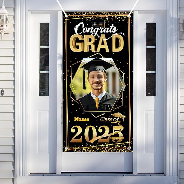 Graduation Party Front Door Banner - Welcome guests to your grad party in style with a personalized photo banner for the front door!