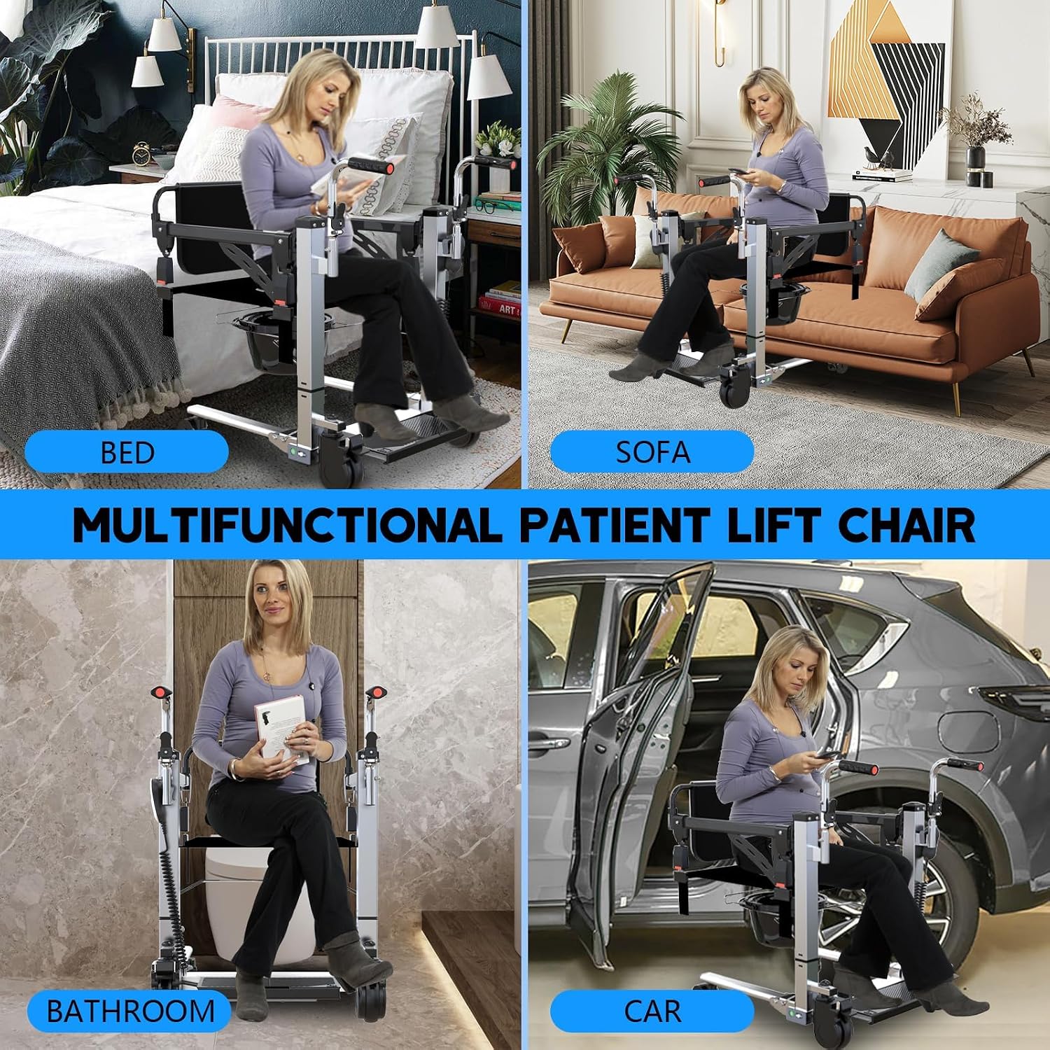 GarveeTech Lightweight Transport Wheelchair for Adults Foldable Travel Chair with Removable Flip Armrests Swing Footrests and Secure Hand Brakes for Seniors