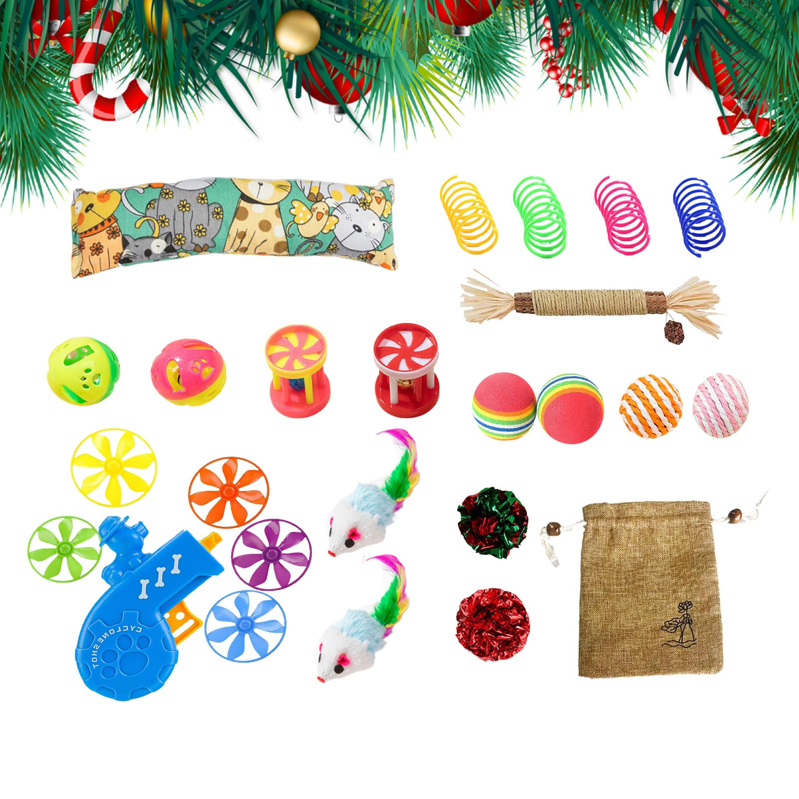 Balle interactive pour chat et peluches de Noël pour chaton
