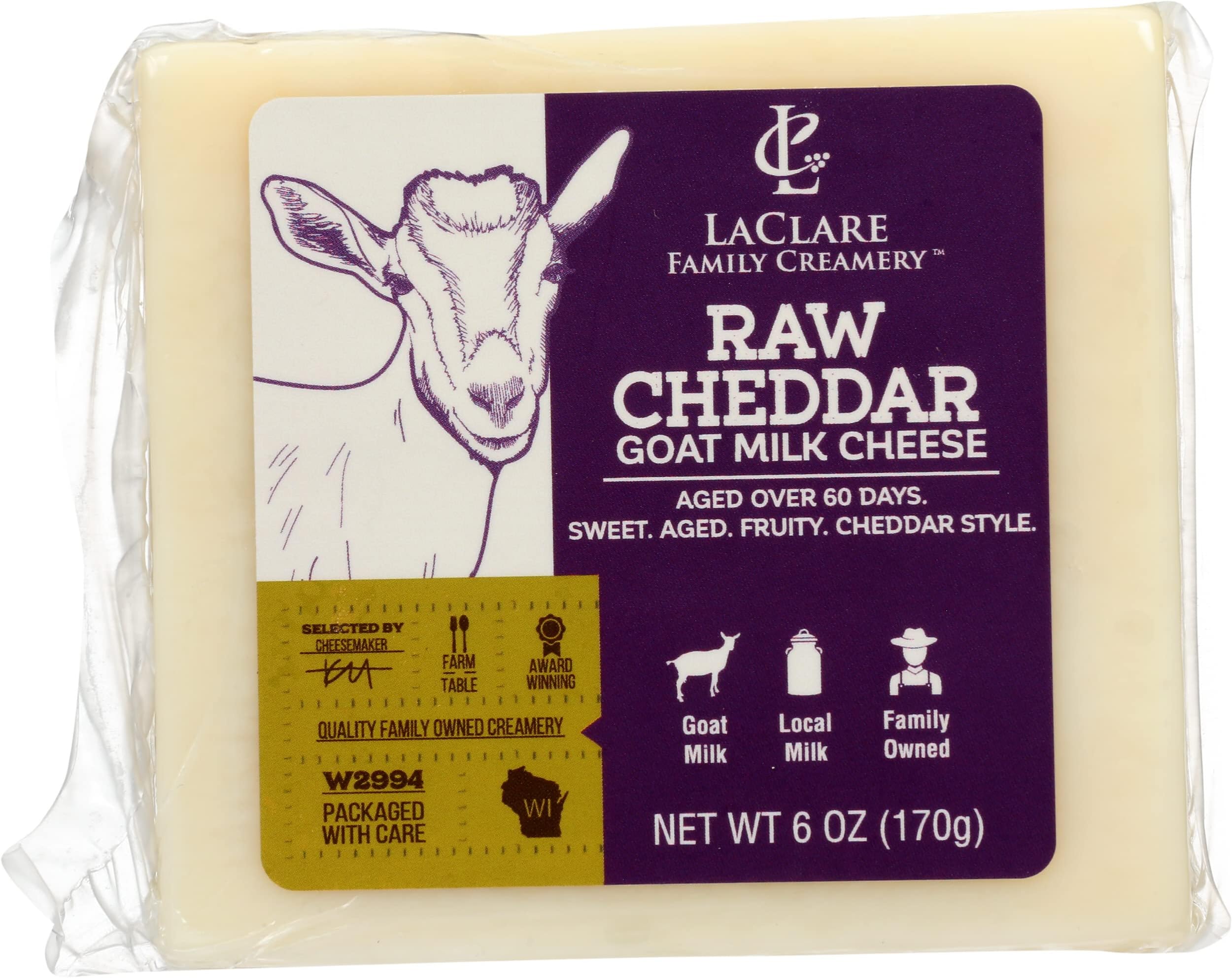 LACLARE FAMILY CREAMERY Raw Goat Cheddar, 6 OZ