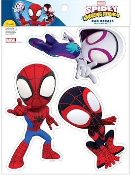 Marvel Spidey and His Amazing Friends Decals - Set of 3 Spidey, Spin, Ghost Spider Vinyl Stickers for Car Water Bottle Bike Helmet Laptop Skateboard - Marvel Stickers for Kids and Adults