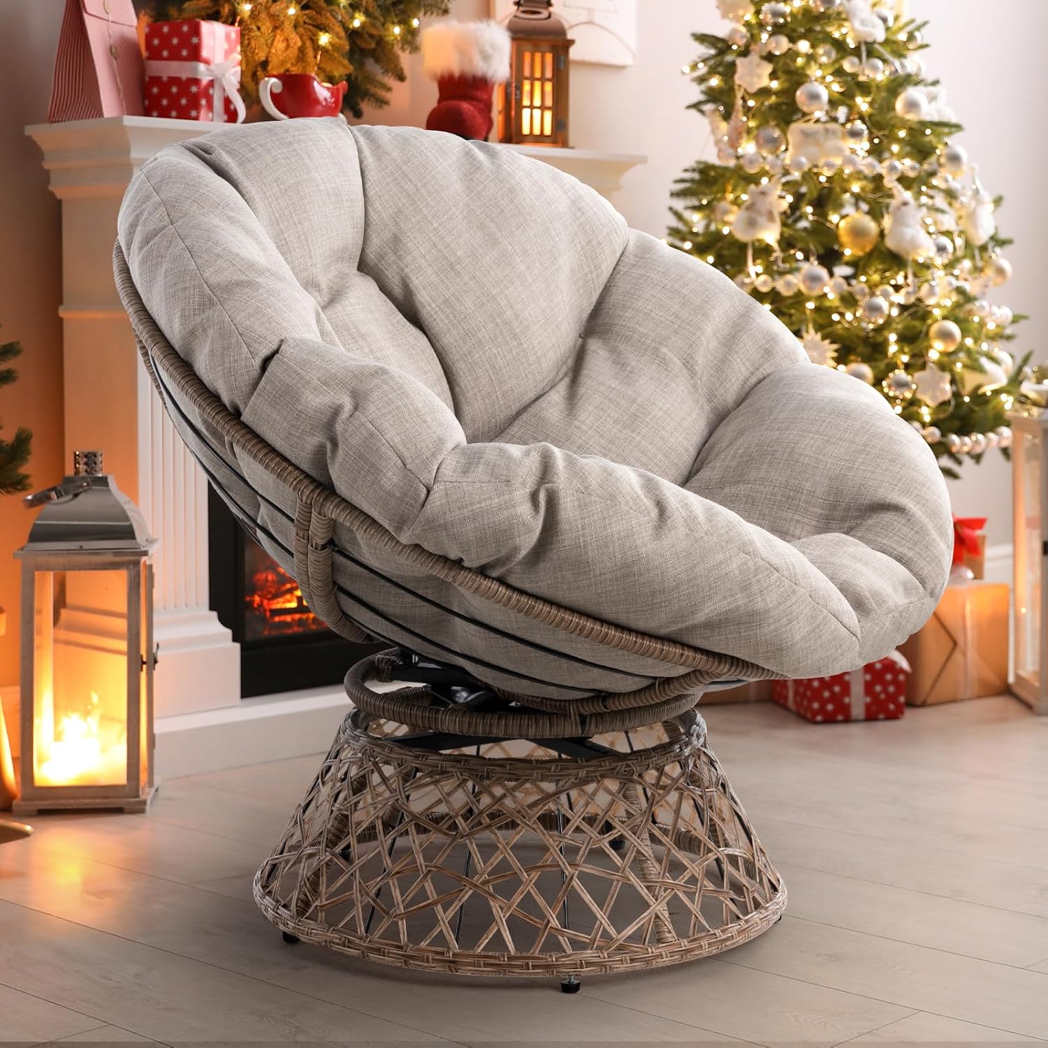 Bme Ergonomic Wicker Papasan Chair with Soft Thick Density