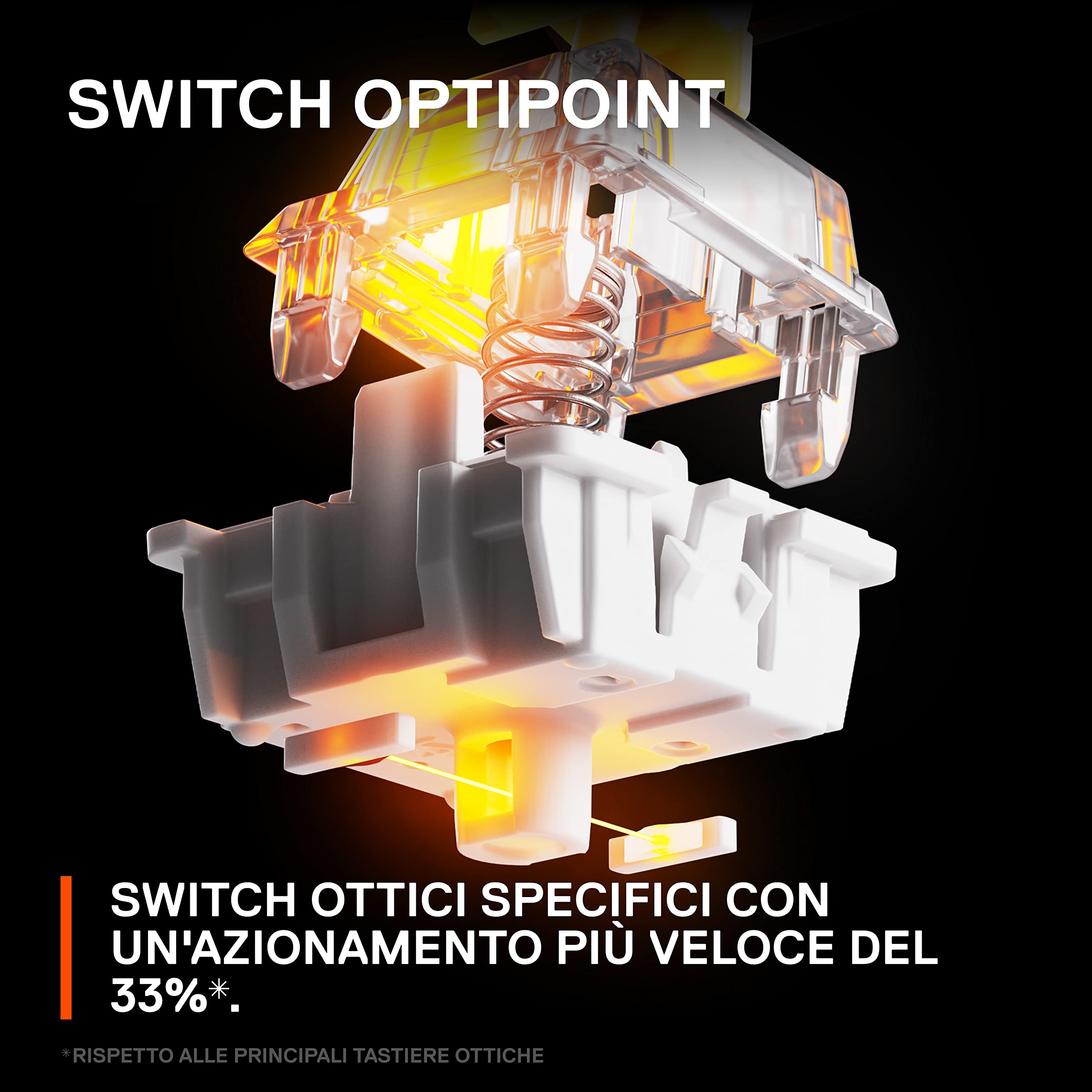 SteelSeries Apex 9 Mini - Tastiera meccanica da gaming - Switch ottici - Azionamento a 2 punti - Forma compatto mini 60% per eSport - Switch intercambiabili a caldo - Layout americano (QWERTY)