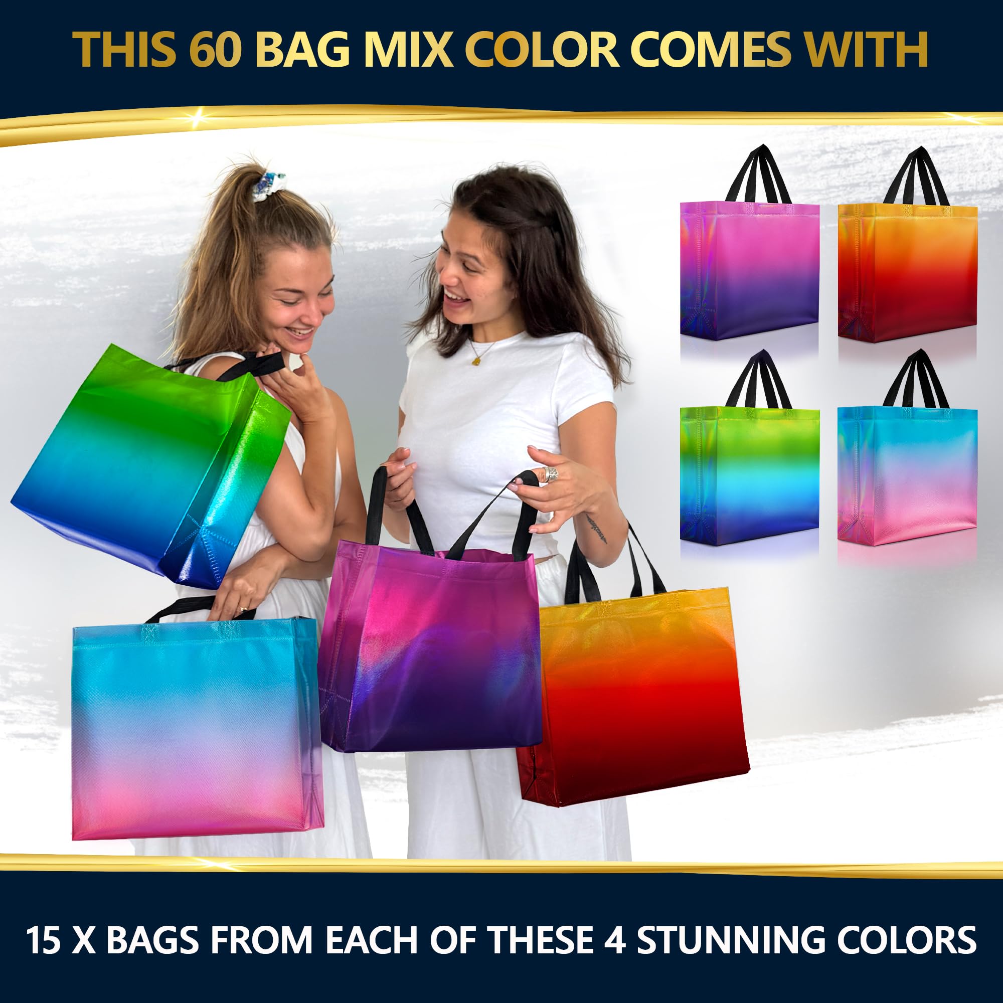 Nush Nush Lot de 60 sacs cadeaux réutilisables Rise - 2026 - Mélange de rose - Taille L
