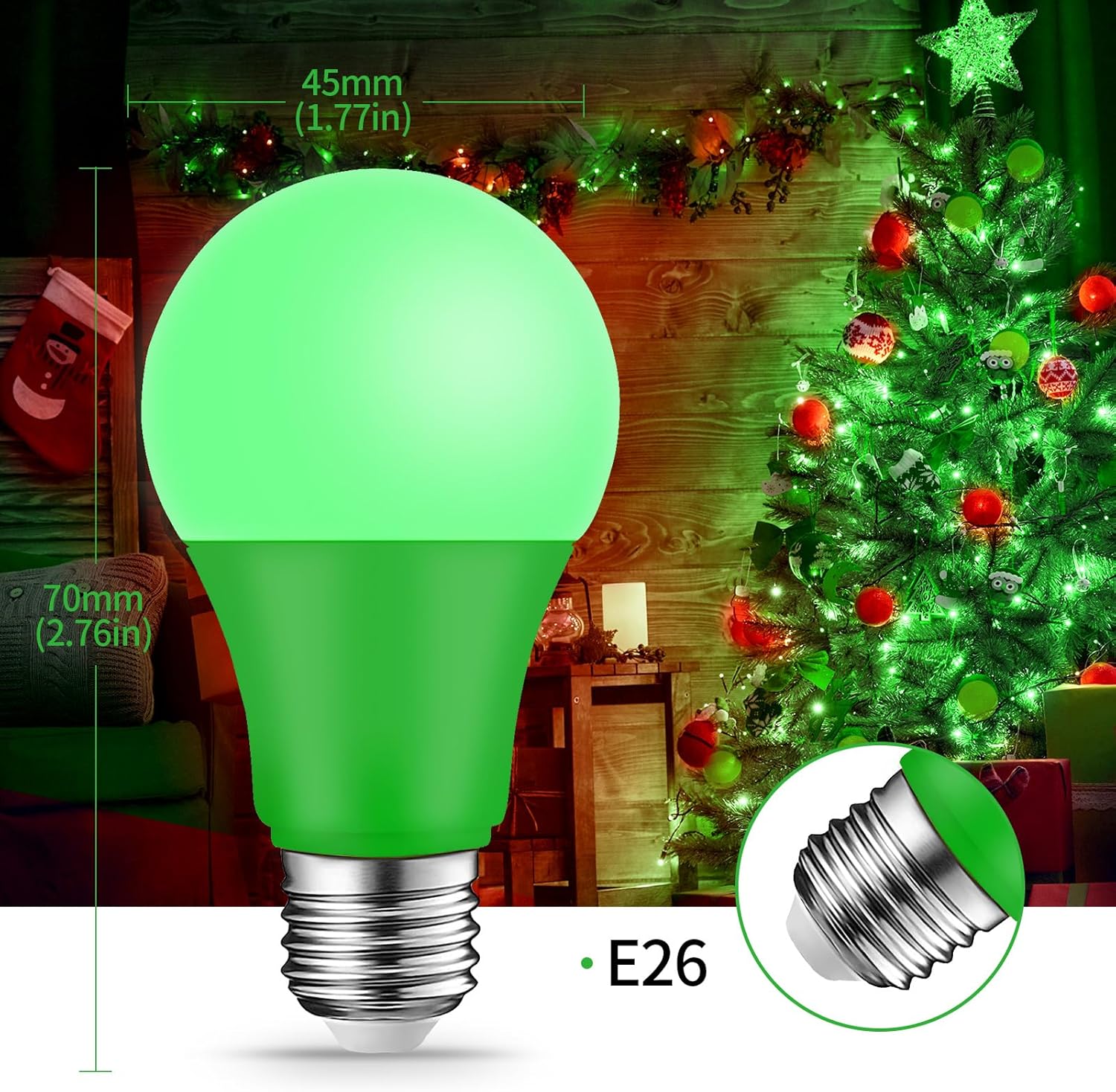 Green 9W LED Decorative Light Bulbs, 4-Pack