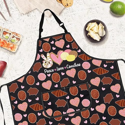 Miniatura 3 de Gzrlyf Delantal de Concha Mexicana Pandulce Conchas Amante Regalo Panadero Pan Dulce Postre Cafecito y Chisme Delantal de Cocina