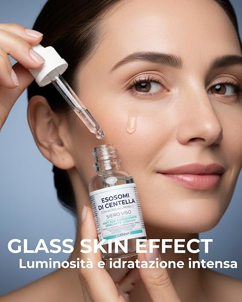 SERININA Siero Viso Esosomi Centella Asiatica con Acido Ialuronico - Idratante Anti-Age Protettivo - Pelle Sensibile - Glass Skin K-Beauty - 97% Naturale - 30ml - 5