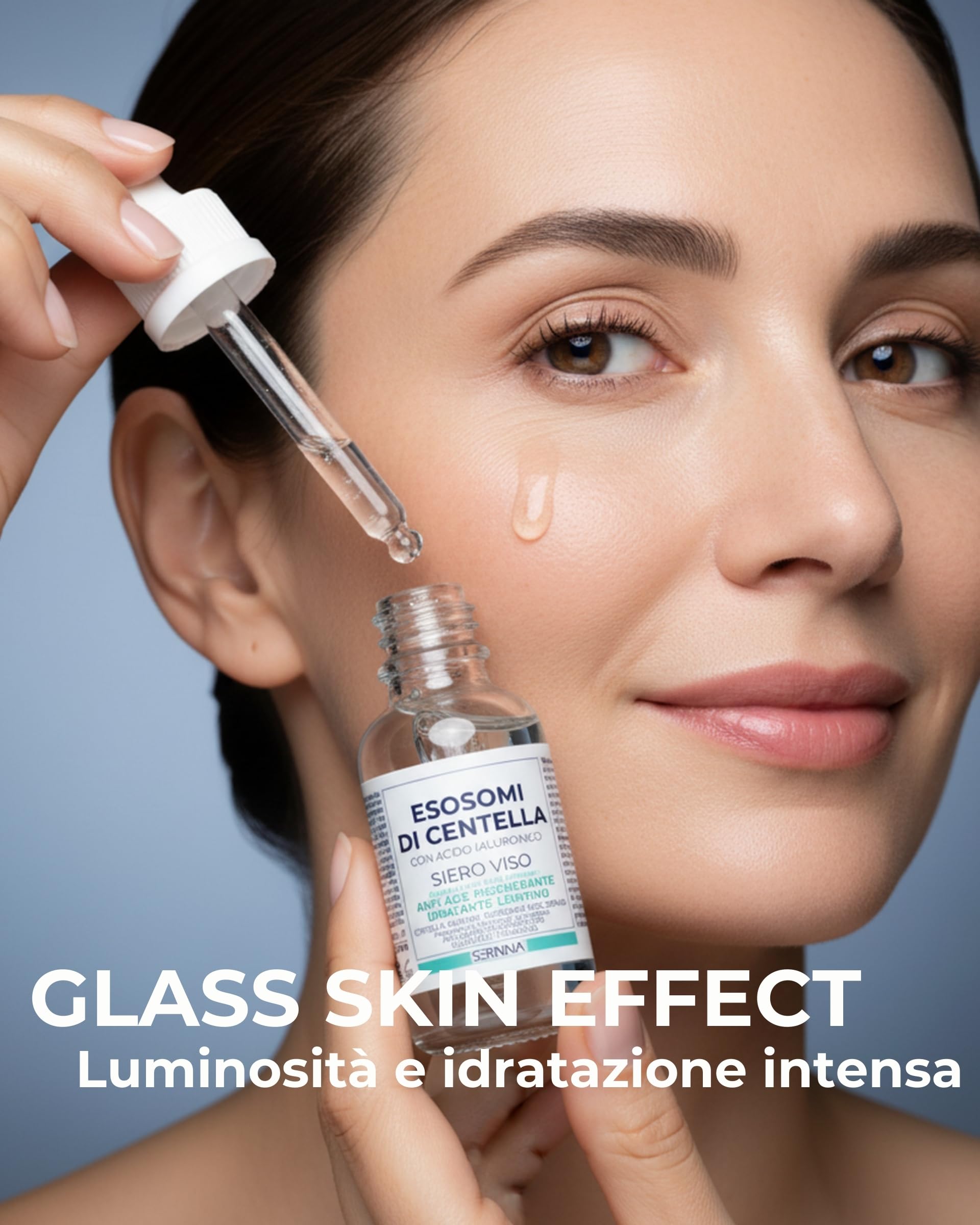 SERININA Siero Viso Esosomi Centella Asiatica Acido Ialuronico | Antirughe, Idratante Anti-Age, Protettivo, Pelle Sensibile, Glass Skin K-Beauty, 97% Naturale 30ml