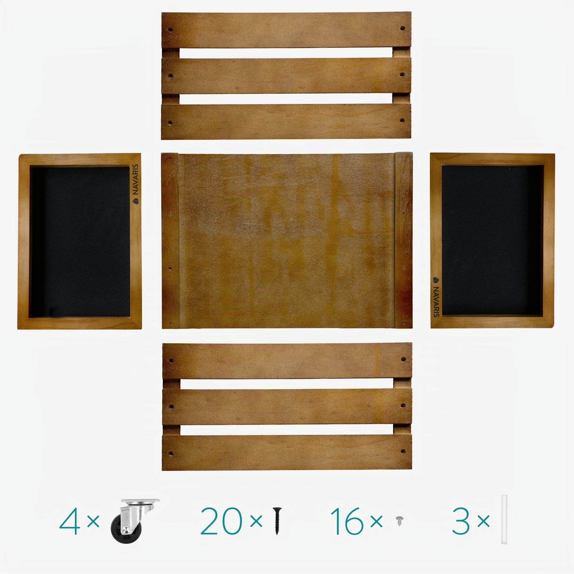 Navaris Cassetta Dischi Vinile in Legno - Cassa Porta Vinili 50-80 Dischi LP - Record Box 42,9x34,4x28cm con Ruote - Cassettina con Lavagna - Marrone