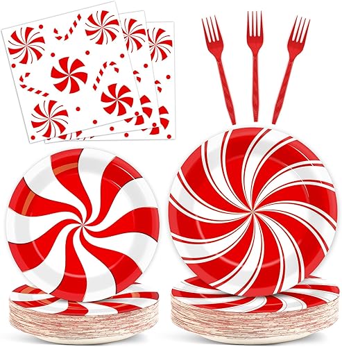 Juego de 96 platos de papel de caramelo de menta de Navidad, suministros de fiesta, suministros de fiesta de caramelo y menta para vacaciones, Juego de 96 platos de papel de caramelo de menta de Navidad, suministros de fiesta, suministros de fiesta de caramelo y menta para vacaciones,