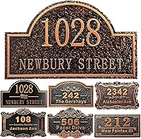 Vista 24 de Placa personalizada de dirección de casa de 12 pulgadas, números fundidos para exteriores, placa de señal de dirección personalizada con nombre