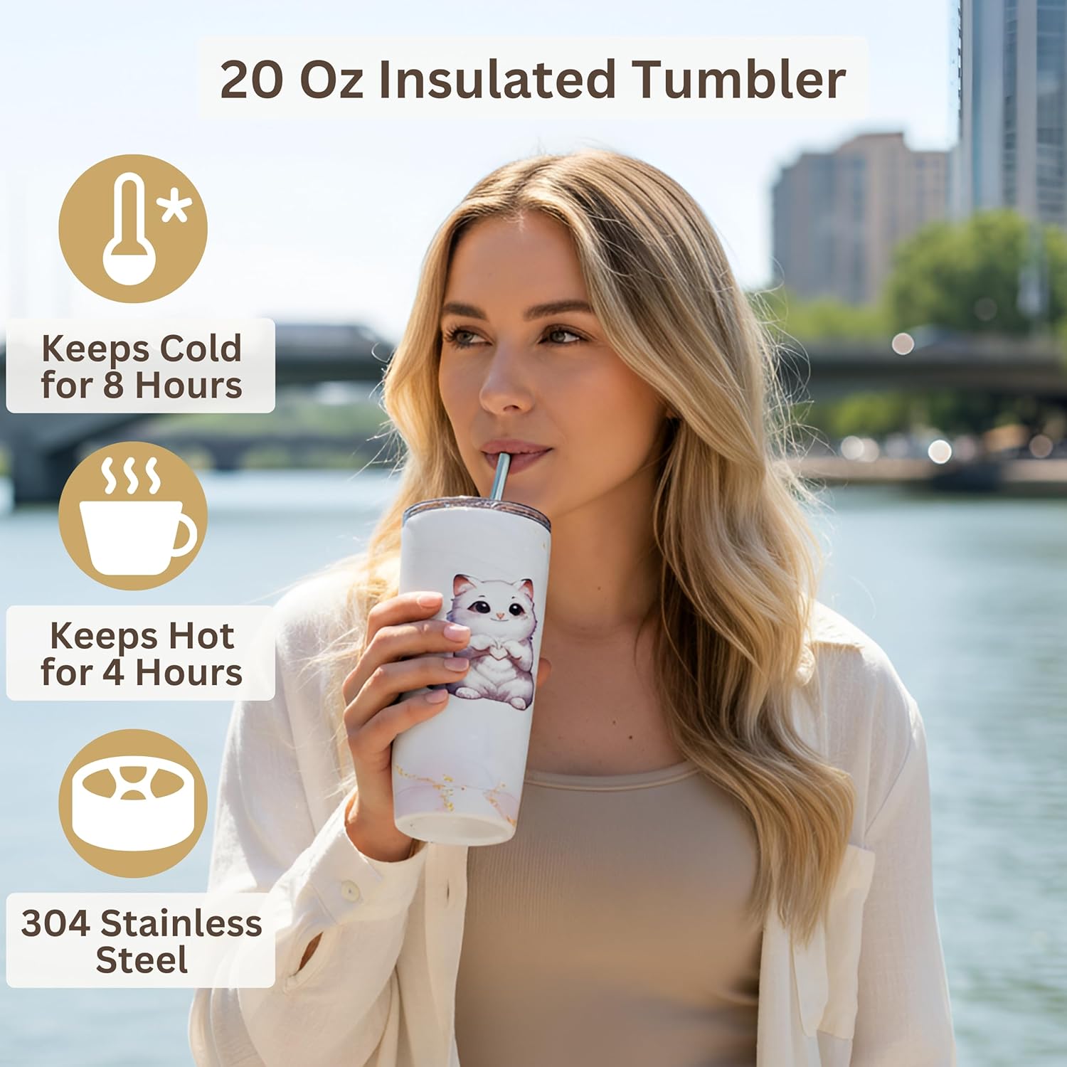 Luxury Cat Gifts for Cat Lovers, 8pc Feline Set with Premium Blanket & Shatterproof Steel Tumbler, Feline Mom Gifts Box, Cats Themed Gifts for Women, Cats Lady Gift for Birthday & Mother's Day - Image 4