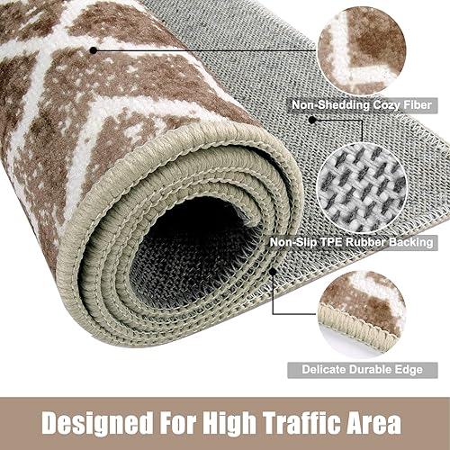 Miniatura 3 de Wonnitar Tapete marroquí para puerta delantera, 32 x 48 pulgadas, tapete para entrada, lavable, absorbente, antideslizante, resistente a la